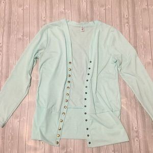 Women's Mint Green Snap Button Cardigan